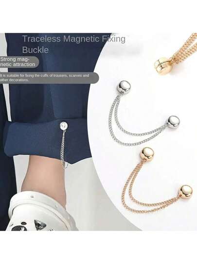 Seamless No-Slip Metal Clips For Hemming Pants & Bucket Hats,Magnetic Edge Clip, Suitable For Pants And Sleeves, Detachable, No Need For Nails Or Sewing, Metal Clip For Shortening And Tightening, T-Shirt With Adjustable Buckle For Shortening Clothes, Long Hem Fixed Buckle, Magnetic Mother Buckle, Waist Buckle