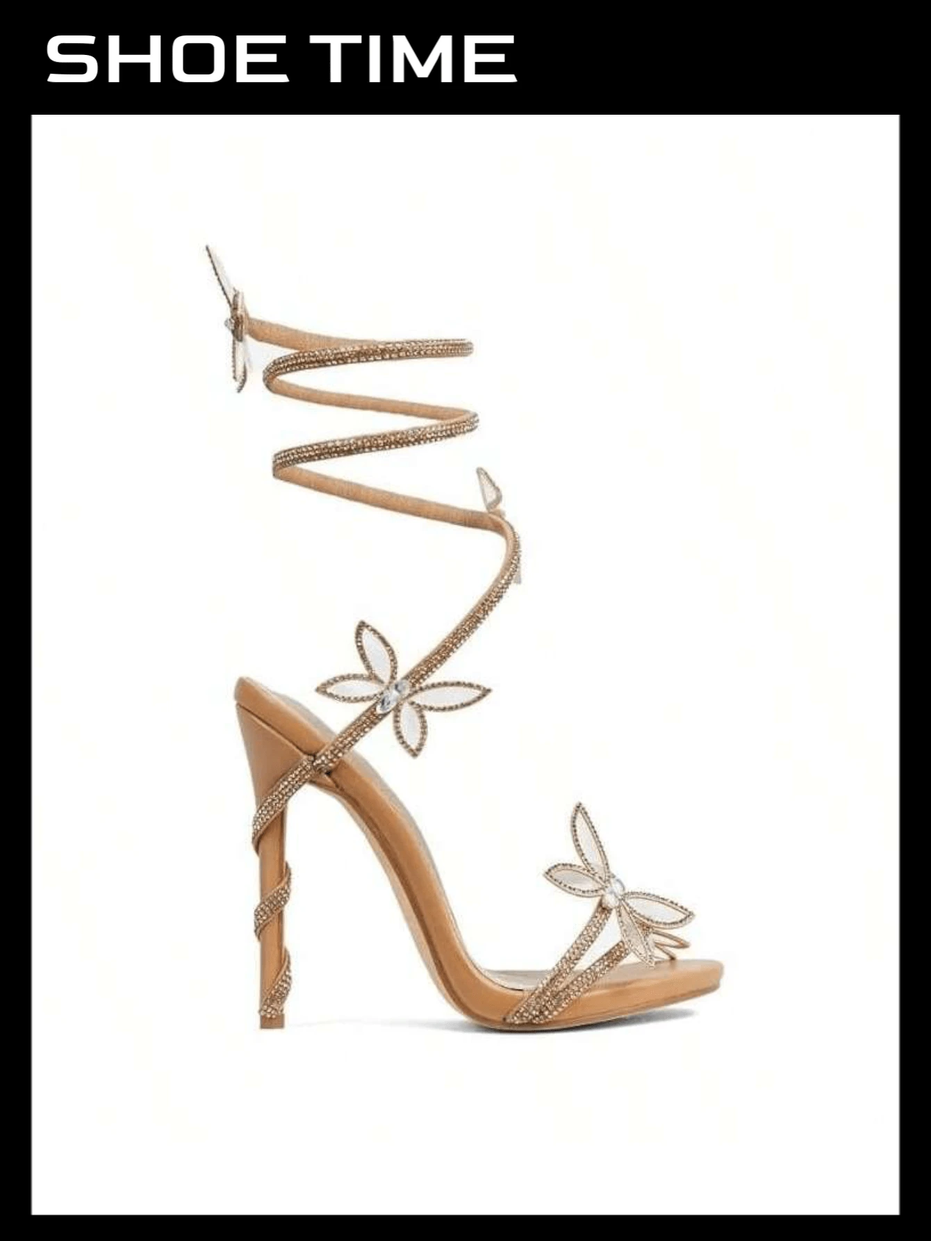 Fantasy Butterfly Detail Wrap Around Strap Stiletto Heels - 裸體 - 查看 1