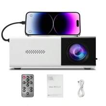 LED Home Office Projector YG300, HD 1080P Mini 3D Projector, Mobile Phone Wired Same Screen Children's Wireless Entertainment Mobile Phone Home Projector - 黑與白 - 查看 4
