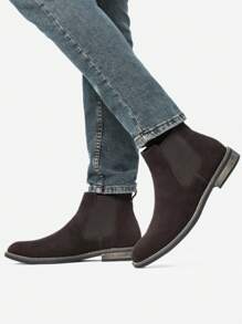 Men's Suede Leather Chelsea Ankle Boots - Brown - View 9