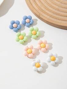 8 Piezas Pinzas para el cabello con flores de margarita mate para niñas pequeñas, aptas para vacaciones, salidas y uso diario