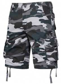 شورتات كاجوال فضفاضة مستقيمة الساق مع جيوب، بطراز الكامفلاج، لرجال/أولاد، طراز الشارع الصيفي - الأزرق - مشاهدة 4