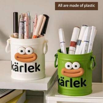1 Pieza Portaplumas divertido y lindo de plástico con gran capacidad, caja de almacenamiento para escritorio de estudiante, caja de almacenamiento de escritorio para niñas, oficina y niños (con pegatinas aleatorias) de vuelta a la escuela