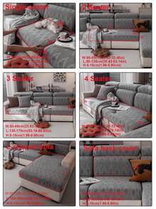 1pc Stretch Sofa Cover, Plaid Floral Pattern Solid Color Style Sofa Slipcover With 3D Design, All Season Sofa Protector Anti-Slip Anti-Scratch For Living Room Bedroom Study, Fits 1 2 3 4 Seater Sofa With Armrests And Backrest - Dark Grey - View 2