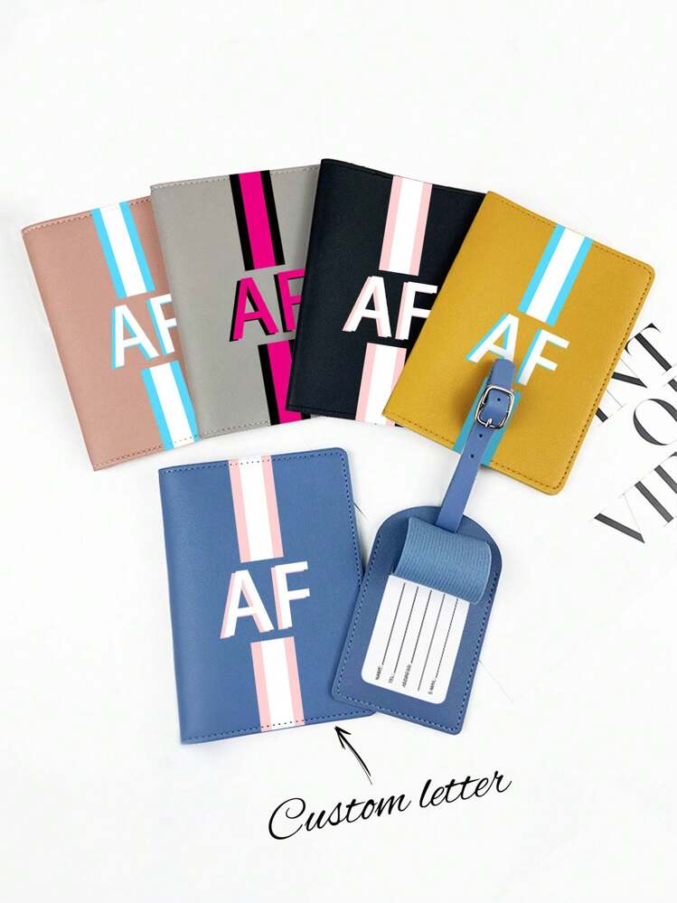 1pc Customized Luggage Tag, Thick PU Leather Boarding Pass Luggage Tag, Metal Buckle, Customizable Text. Suitable For Daily Use, Valentine's Day Gift, Travel Gift, Anniversary Gift, Gift For Friends, School Supplies, Gift For Teachers, Gift For Boys And Girls, Teenagers, Middle School, High School, College Students, Freshmen, Sophomores, Lower Grade Students. - Multicolor - View 1