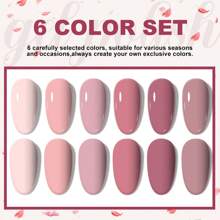LIMEGIRL Gel Nail Polish Set - 6 Colors Pink Series Gel Nail Polish Set, Nude Pink & Deep Pink Gel Nail Polish, Suitable For All Seasons, Removable LED Nail Lamp, Gel Manicure Set, DIY Salon-Grade Gift, For Women Nails - Multicolor - View 3