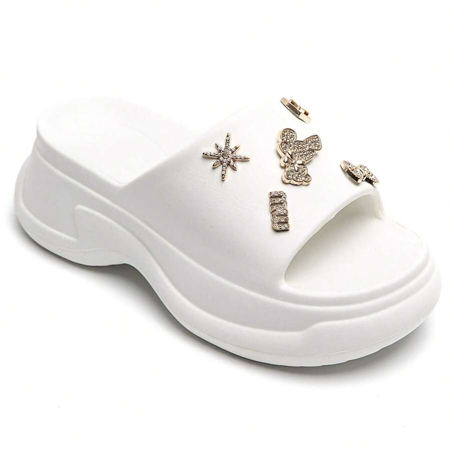 Sandales Compensées / Mules Furry - Confort And Style Pour Un Look Estival Chic - White - View 1