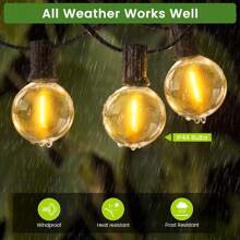 GerTong Outdoor Garden Festoon LED String Lights - Outside Light Mains Powered LED Bulbs 100ft/30M Shatterproof Waterproof Electric Lighting Backyard Party Cafe Patio Pergola Gazebo Balcony Bistro - 100ft/30M - View 2