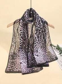 1pc Women's New Lightweight Chiffon Leopard Print Scarf, Shawl, Abaya, Small Scarf, Silk Scarf, Sun Protection Scarf, Suitable For Everyday Use, Spring/Summer - Multicolor - View 9
