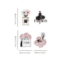 4pcs No Framed Canvas Print Wall Art For Women, Prints Of Pink Flowers, Perfume, Handbags, And High Heels Picture, Featuring Modern Designs Suitable For A Bedroom Perfect Gift For Women And Girls