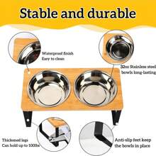 Elevated Cat Bowls For Food And Water - Loplurea 15° Tilted Raised Stainless Steel Cat Food Bowl With Bamboo Stand And Anti Vomit Feeding Station - Multicolor - View 8