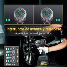 Llave de impacto eléctrica, 1290nm, llave de impacto sin escobillas de alto torque con 2 baterías, 6500 rpm, batería de carga rápida de 6.0 Ah, diseño inalámbrico, luz LED, motor sin escobillas silencioso, eje resistente al desgaste de alta dureza, se puede utilizar como taladro eléctrico, adecuado para mejoras en el hogar, proyectos de construcción, mantenimiento de equipos industriales o reparación de piezas de motocicletas, construcción a gran escala, mantenimiento de equipos pesados ​​o ensamblaje de productos, atornillador de impacto inalámbrico