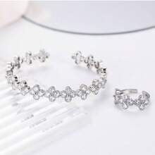 1 套简约时尚女士首饰套装，锆石镶嵌手链和戒指，节日礼物 - S61271 - 查看 24