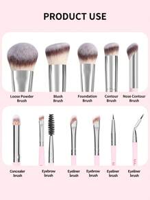 MAANGE 11pcs Professional Facial Makeup Brush Set With Paper Box ,2pcs Eyebrow Brush,2pcs Eyeliner Brush,Foundation Brush,Contour Brush,Blush Brush,Eyeshadow Brush,Nose Contour Brush ,Concealer Brush Makeup Brush With Soft Fiber For Powder,Liquid,Cream For Easy Carrying,Brush For Travel - 淺粉色 - 查看 8
