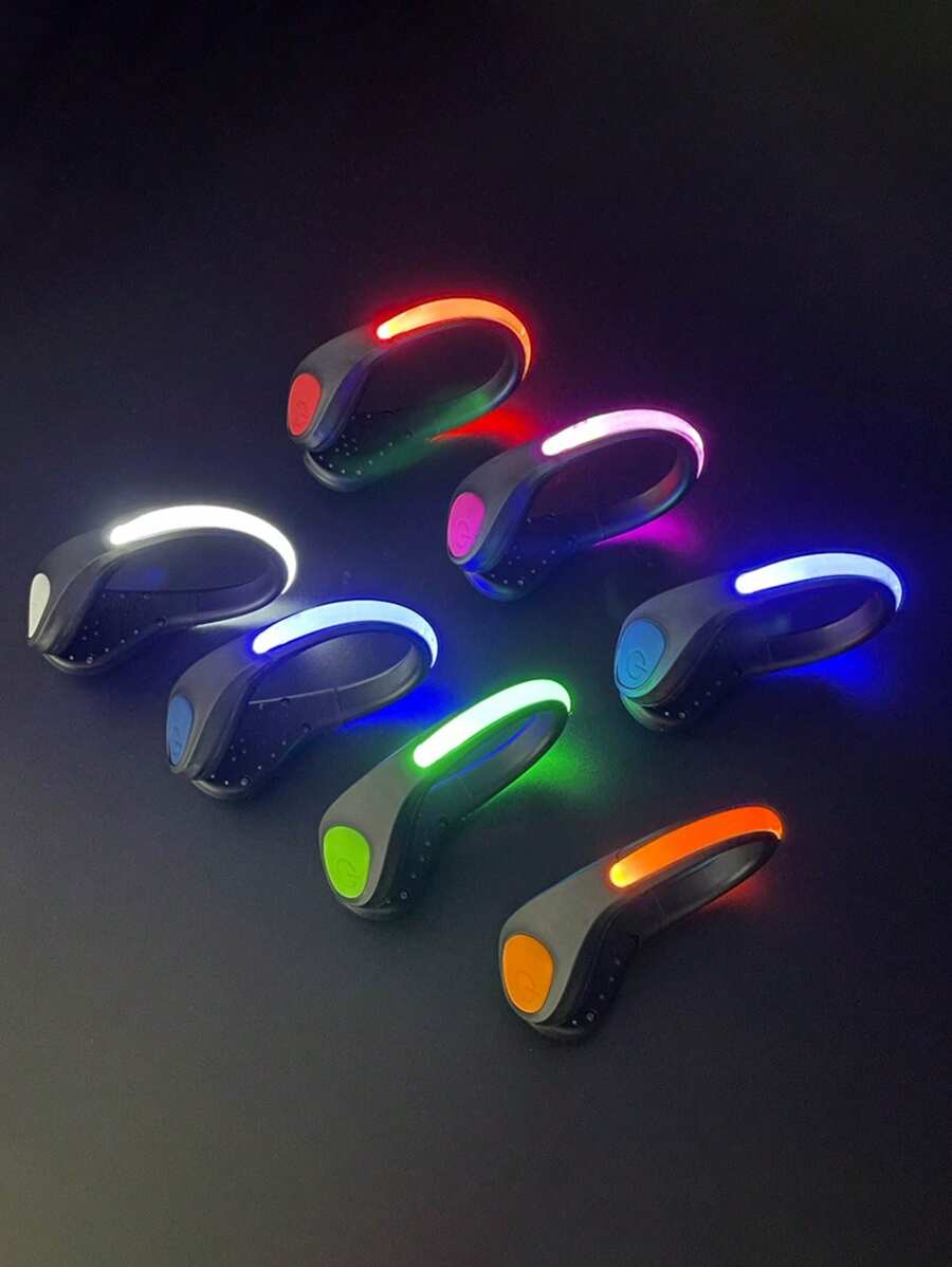 1个LED鞋夹，多色灯光，闪烁氛围灯，电池供电，适用于派对、舞会、户外活动和夜跑 - 彩色 - 查看 1