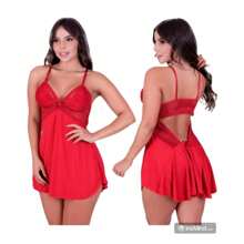 Sexy Lace Nightdress Backless Pajamas Sensual Comfortable Elegant Nightwear - Đỏ - Xem 1