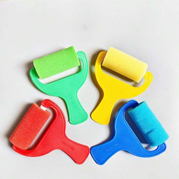 4pcs Large Sponge Roller Brush Set For Graffiti, Printing And Painting DIY Craft Art