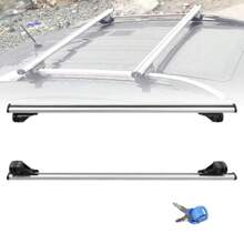 Barres de toit universelles pour voiture, barres transversales en aluminium de 120 cm (47,2 pouces) adaptées aux rails latéraux surélevés avec espace, capacité de charge de 90 kg, barres transversales réglables avec verrous - Argent - Voir 1