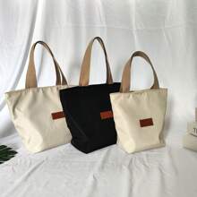 New Nylon Lunch Bag Tote For Women, Work Bento Organizer Maternal Soft Bag, Zippered Waterproof Hand-Held Casual Handbag - Black - View 7