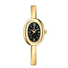 YaLaLuSi 1pc Ladies Elegant Style Quartz Watch Temperament Simple Golden Bracelet Style Ladies Watch Luxury Oval Dial Push Button Design Wear Suitable For Dress Party Daily Wear Gift For Women Valentine's Day Gift