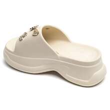 Sandales Compensées / Mules Furry - Confort And Style Pour Un Look Estival Chic - Beige - View 4