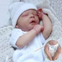 48cm 19inch Full Body Soft Vinyl Reborn Baby Girl Doll With 3D-Paint Skin And Visible Veins Like Real Sleeping Baby Newborn Bathe Toy For Children Birthday Gift