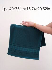 QIBHI 1pc 100% Cotton Solid Color Satin Edge Hand Towel/Face Towel/Bath Towel, Absorbent & Soft Guest Towel, Bathroom Decor, Vintage-Style Fall Decor Back To School For Beauty Salon Home Bathroom Shower Towels For Beauty Salon, Hotel Sports,Home Essentials, Towel, Skin Care - Teal Blue - View 7