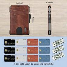 Umoven Wallet For Men - With Money Clip Slim Leather Slots Credit Card Holder RFID Blocking Bifold Minimalist Wallet - 棕紅色 - 查看 5