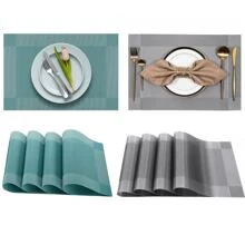 4/8pcs Heat Resistant Placemats, Outdoor Foldable Stain Resistant Coffee Mat, Non-Slip Place Mats For Dining Table, Waterproof Wipeable Thickened PVC Vinyl Woven Table Mats, Easy To Clean Machine Washable Wipeable Durable Kitchen Accessories, Home Party Decorations, For Camping Hiking Mountain Climbing Hiking Fishing Park Backyard And Car RV Travel