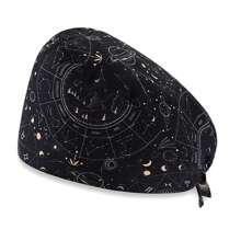 1 件可调节印花护士帽，医生/牙医/外科/麻醉工作帽，涤纶纤维，卡通/花卉印花，四季情人节 - 彩色 - 查看 10