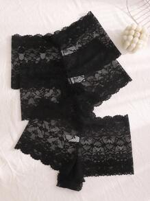 7pcs/Pack Black Lace Trim Ladies Panties, Sexy & Comfortable Briefs