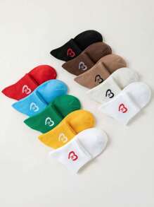 10 Pairs Assorted Multi-Color Letter Print Unisex Ankle Socks, Versatile