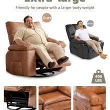 Broadfashion Recliner Chair, Swivel Rocker Recliners, 360° Swivel Reclining Chair With Heat And Massage For Living Room, Bedroom
