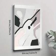 1 Pc Framed Abstract Graphic, Black White Grey Pink, Minimalism Wall Art Textured Canvas Poster Painting Wall Decor For Bedroom Living Room, Ready To Hang