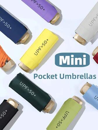 Small Folding Umbrella, Mini Pocket Waterproof Portable Travel Umbrella, Sun Umbrella Female Sunscreen UV Protection Sun And Rain Umbrella Two-In-One Mini Five-Fold Ultra-Light And Compact Portable Sun Protection Outdoor Shade Cute Umbrella