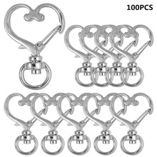 5/10/15/20/30/50/70/100 pièces Crochets rotatifs en forme de cœur à ressort, mousquetons en métal à ressort, anneaux porte-clés avec pince en forme de cœur, porte-clés détachables avec mousquetons, convient pour porte-clés, cordons, décoration, bijoux, DIY (4 couleurs)