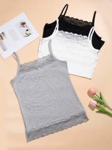 3 Pcs/Set Women's Comfortable Versatile Lace Camisole Vest Top