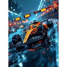 Kit de Pintura de Diamantes 5D - Escena de Pista de Carreras Lluviosa, Sin Marco 30*40cm, Mosaico de Diamantes Acrílicos Redondos Completos Adecuados para Decoración de Pared del Hogar - Multicolor - Ver 9