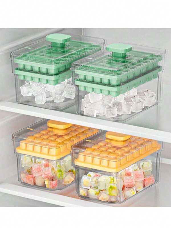 1pc One-Click Pressing Ice Cube Tray, Easy Release Quick Freezing Ice Maker, Home Use Ice Block Storage Container, Suitable For Cups, Ice Buckets And Trays In Summer, Kitchen Accessories