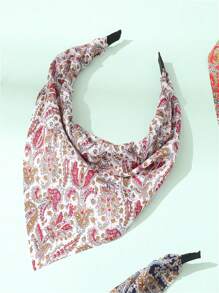 1pc Vintage Totem Retro Printed Fabric Headband, Casual & Simple Hair Accessory For Women