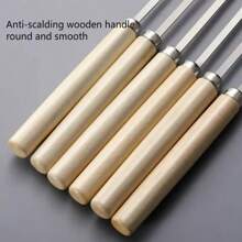 25pcs Wooden Handle Anti-Scalding Barbecue Skewers Can Be Reused 304 Stainless Steel Metal Barbecue Skewers Wide Skewers