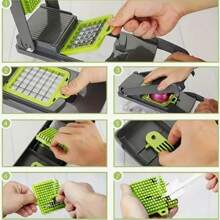16 In 1 Vegetable Chopper, Professional Onion Chopper, Multifunctional Food Chopper, Kitchen Vegetable Slicer And Dicer, 8 Blade Vegetable Chopper, Carrot Chopper With Container - Green - View 5