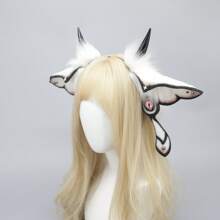 Halloween Demon Fantasy Creature Headpiece With Butterfly Decoration, Plush Moth Hairband Headwear Ear