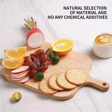 1pc Oak Wood Handle Cutting Board, Bread Board, Fruit Board, Butcher Block, Chopping Board, Double-Sided Cutting Board, Available In Large, Medium And Small Sizes, Suitable For Pizza, Cheese, Cooked Food, Bread, Cookies, Kitchen And Dining, Fruits, Outdoor, Parties, Wedding, Mother's Day, Christmas Gifts - Apricot - View 6