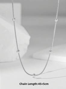 A Piece Of Attractive Stainless Steel Bead-Decorated Snake Chain Men's Necklace For Daily & Street Style