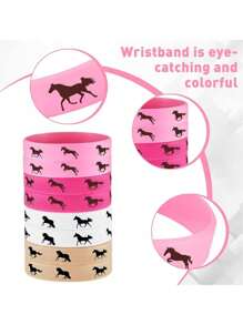 4/8/12pcs Cowboy Party Horse Rubber Bracelets Silicone Horse Race Wristbands Western Themed Horse Party Favors Decoration
