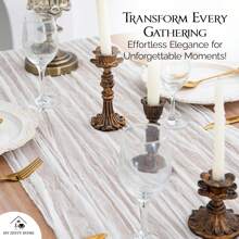 6 piezas Tela de queso blanca para camino de mesa, decoración de mesa romántica sheer al estilo boho country, adecuada para bodas, fiestas, cumpleaños, duchas nupciales, compromisos, decoración del hogar