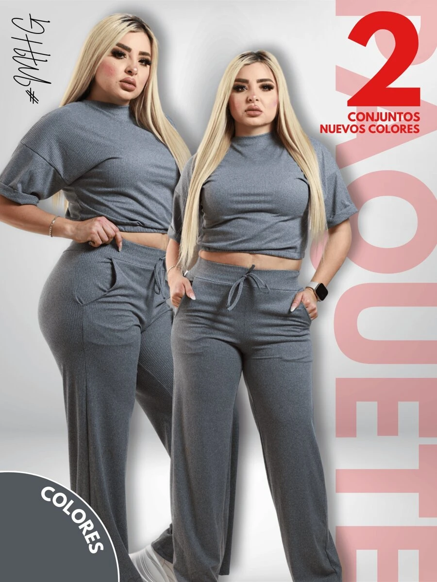 Women Two-Piece Outfits - Grey - View 1