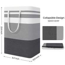 1PC Large Collapsible Tall Laundry Basket Hamper With Extended Carry Handles Waterproof Freestanding Clothes Hampers For Laundry Bedroom Dorm Towels Toys 19.81gal/75L Gradient Blue And Grey