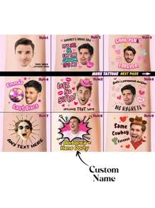 Custom Photo Temporary Tattoos For Adults, Personalized Fake Tattoos With Name For Couples, Temporary Tattoos For Bachelorette Parties - Multicolor - View 1